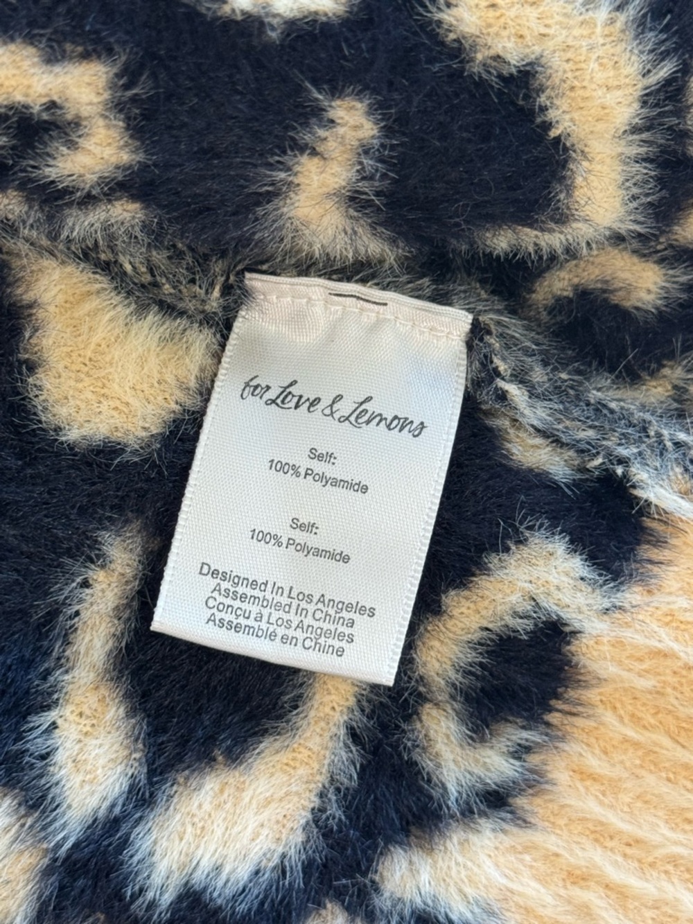 VS for Love & Lemons Beige/Black Fuzzy Leopard Cardigan - Picture 4 of 4